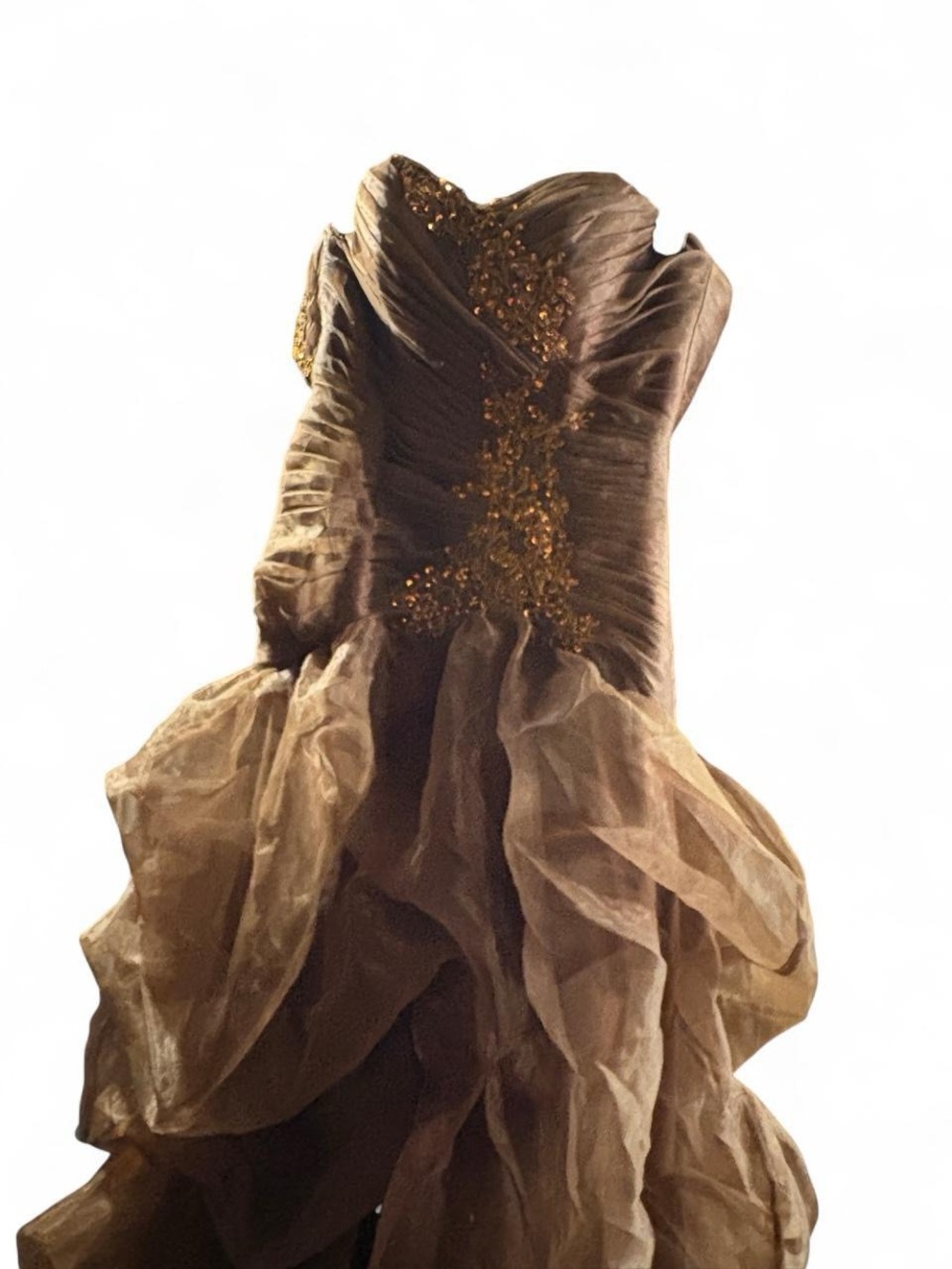 Brown Ruffle Prom Dress - Picture 5 of 7